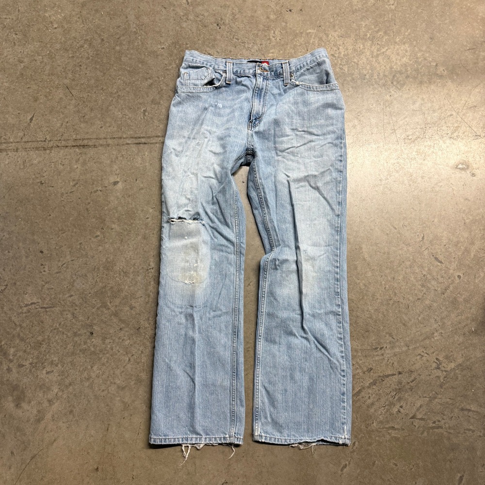 Tony Hawk Mens Light Wash Distressed Skate‎ Jeans 34x32 Straight Leg Denim